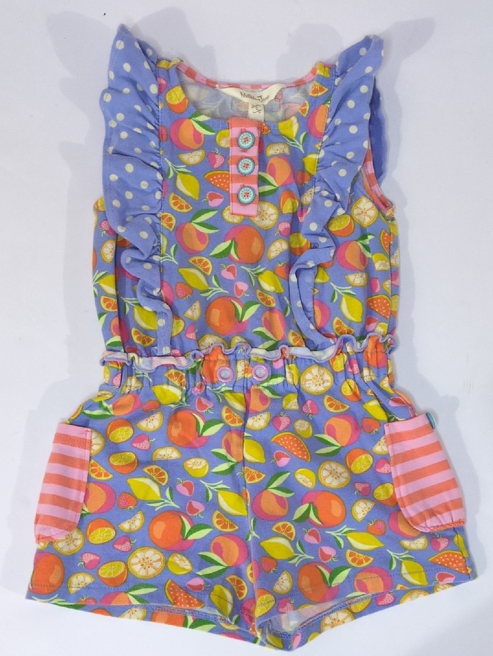 Colorful Citrus Ruffle Romper Stripes Colorful Fruit Matilda Jane 2T